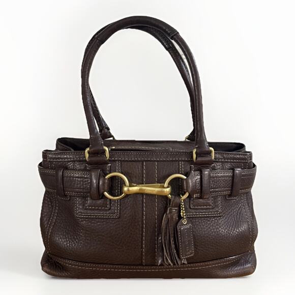 Vintage Coach Hamptons Brown Pebbled Leather Handbag E06S-10212 12x7x4 - Picture 1 of 13